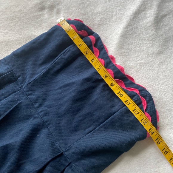 Vineyard Vines Ric Rac Strapless Dress Navy Pink Trim Party Cotton Blend sz 2 - Picture 11 of 13